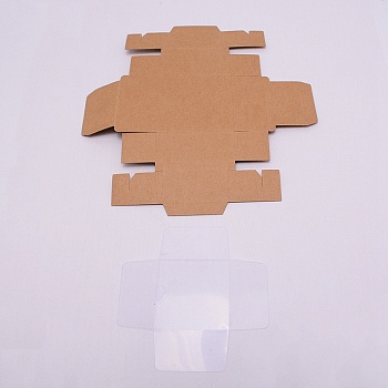 Kraft Paper Cardboard Jewelry Boxes, with PVC Findings, Camel, Box: 8.3x8.3x3.6mm
