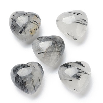 Natural Rutilated Quartz Heart Love Stone, Pocket Palm Stone for Reiki Balancing, 19.5x20x13mm