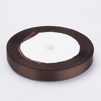 Single Face Satin Ribbon, Polyester Ribbon, Brown, about 1/2 inch(12mm) wide, 25yards/roll(22.86m/roll), 250yards/group(228.6m/group), 10rolls/group