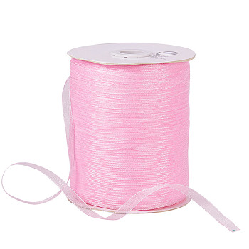 Organza Ribbon, Pink, 1/4 inch(6mm), 500yards/Roll(457.2m/Roll)