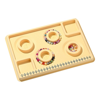 PE Bead Design Boards, Bracelet Design Board, with Graduated Measurements, DIY Beading Jewelry Making Tray, Rectangle, Yellow, 29x20x1.6cm