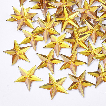 Plastic Cabochons, Star, Gold, 13x14x1.5mm