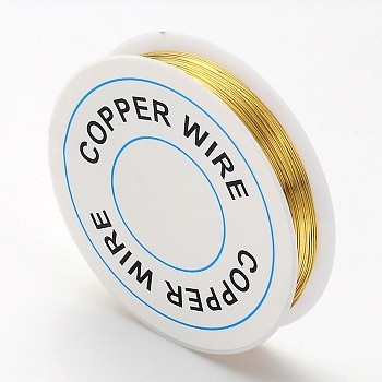 Round Copper Jewelry Wire, Nickel Free, Golden, 26 Gauge, 0.4mm, about 49.21 Feet(15m)/roll
