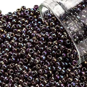 TOHO Round Seed Beads, Japanese Seed Beads, (406) Opaque AB Oxblood, 11/0, 2.2mm, Hole: 0.8mm, about 1110pcs/10g, 10g/bottle