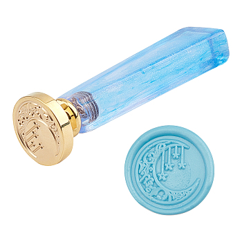 DIY Stamp Making Kits, Including Acrylic Handle and Brass Wax Seal Stamp Heads, Moon Pattern, Handle: 79.5x21x13mm, 1pc, Stamp: 25mm, 1pc