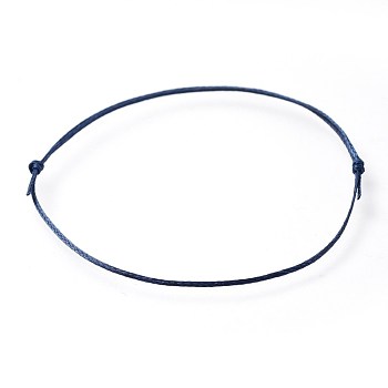 Adjustable Flat Waxed Polyester Cords Bracelet Making, Dark Blue, 8 inch~11-7/8 inch(20.4~30cm)