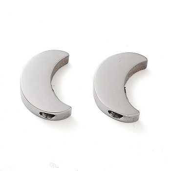 304 Stainless Steel Charms, Moon Charm, Stainless Steel Color, 8.6x6.5x3mm, Hole: 1.8mm
