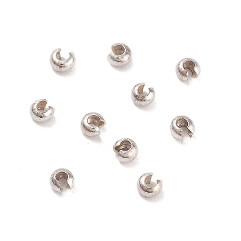 925 Sterling Silver Crimp Beads Cover, Silver, 3x2x2.7mm