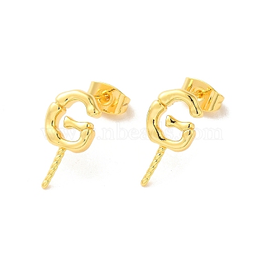 Real 18K Gold Plated Letter G Brass Stud Earring Findings