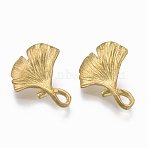 Brass Links connectors, Nickel Free, Ginkgo Leaf, Raw(Unplated), 15x13x5mm, Hole: 1.5mm(KK-S349-119-NF)