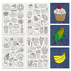 4 Sheets 11.6x8.2 Inch Stick and Stitch Embroidery Patterns, Non-woven Fabrics Water Soluble Embroidery Stabilizers, Food, 297x210mmm(DIY-WH0455-042)