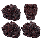 4Pcs Wood Beads, Dragon, Dark Red, 23.5x20.5x18.5mm, Hole: 3mm(WOOD-PH0003-90E)