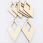 Wood Pendants, Rhombus, BurlyWood, 60x30.5x3mm, Hole: 3mm(WOOD-Q042-01)