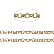 Brass Rolo Chains, Belcher Chains, Soldered, Long-Lasting Plated, with Spool, Cadmium Free & Nickel Free & Lead Free, Golden, 2.4x0.8mm, about 92m/roll(CHC-S008-002E-G)