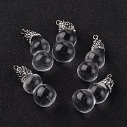 Calabash Natural Crystal Pendants, with Polymer Clay Rhinestone and Platinum Tone Brass Findings, 35~40x15~16mm, Hole: 2mm(G-K096-H-02)