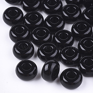 Opaque Acrylic European Beads, Large Hole Beads, Rondelle, Black, 13x7mm, Hole: 5mm, about 700pcs/500g(SACR-T344-06A)