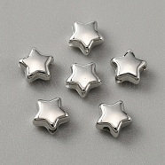Plating ABS Plastic Beads, Star, Platinum Plated, 5.5x6x3mm, Hole: 1mm, about 1000pcs/bag(FIND-TAC0005-49)