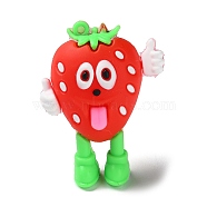 PVC Plastic Big Pendants, Fruit Style, Strawberry, 51.5x39x26mm, Hole: 2.5mm(KY-P017-D01)