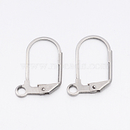 304 Stainless Steel Leverback Earring Findings, with Loop, Stainless Steel Color, 18x12x1.5mm, Hole: 2mm, Pin: 1mm(STAS-E074-52)