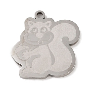 304 Stainless Steel Pendants, Squirrel Charm, Stainless Steel Color, 21.5x20x1.5mm, Hole: 1mm(STAS-C095-11P)