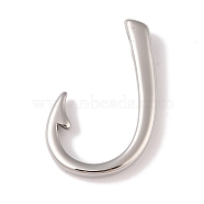 Non-Tarnish 304 Stainless Steel Hook Clasps, Fish Hook Charms, For Leather Cord Bracelets Making, Hook, Polished, Stainless Steel Color, 36.5x23x6mm, Hole: 5x3mm(STAS-C109-06P)