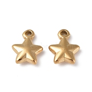 Ion Plating(IP) 304 Stainless Steel Charms, Star Charm, Real 18K Gold Plated, 10.5x8x3mm, Hole: 1mm(X-STAS-C066-19G)