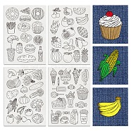 4 Sheets 11.6x8.2 Inch Stick and Stitch Embroidery Patterns, Non-woven Fabrics Water Soluble Embroidery Stabilizers, Food, 297x210mmm(DIY-WH0455-042)