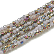 Electroplate Opaque Solid Color Glass Beads Strands, Faceted, Half Plated, Rondelle, Thistle, 2x1.5mm, Hole: 0.7mm, about 200pcs/strand, 11.81 inch(EGLA-Q113-02)