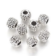 Alloy European Style Beads, Large Hole Beads, Rondelle, Antique Silver, 10~11x8.5mm, Hole: 4.5mm(MPDL-L028-08AS)