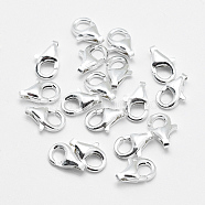 925 Sterling Silver Lobster Claw Clasps, Silver, 9x6x3mm, Hole: 1mm(X-STER-G019-04-9mm)