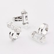 Bullet Glass Finger Rings, with Iron Ring Findings, Platinum, Clear, Size 8, Inner Diameter: 18mm(RJEW-P120-B21)
