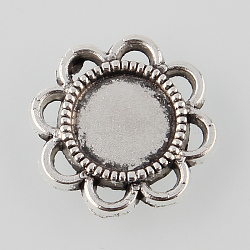 Tibetan Style Antique Silver Alloy Flower Tray Cabochon Settings, Cadmium Free & Lead Free, Tray: 8mm, 15x2mm, about 1250pcs/1000g(TIBE-M021-04AS)
