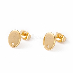 201 Stainless Steel Stud Earring Findings with Hole, 304 Stainless Steel Pins and Ear Nuts, Oval, Real 24K Gold Plated, 9x7mm, Hole: 1.4mm, Pin: 0.8mm(EJEW-A071-13G)