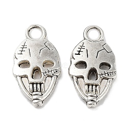 Tibetan Style Alloy Pendants, Cadmium Free & Lead Free, Skull, Antique Silver, 23x12x3mm, Hole: 3mm(FIND-Q094-04AS)