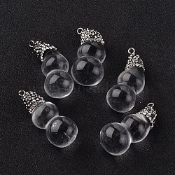 Calabash Natural Crystal Pendants, with Polymer Clay Rhinestone and Platinum Tone Brass Findings, 35~40x15~16mm, Hole: 2mm(G-K096-H-02)