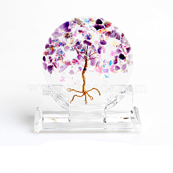 Resin Tree of Life Home Display Decorations, with Natural Amethyst Chips Inside Ornaments, 130x110mm(TREE-PW0002-01H)