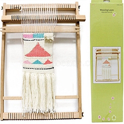 Weaving Tapestry Loom, Beech Wooden Craft Weaving Loom Frame, with Adjusting Rods, Educational Toys for Kids, Blanched Almond, 450x350x22mm(PW-WG97686-01)