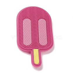 Silicone Makeup Cleaning Brush Scrubber Mat Portable Washing Tool, with Suction Cup, Ice Cream Shape, for Men and Women, Medium Violet Red, 15.2x7.1x1.1cm(MRMJ-H002-03)