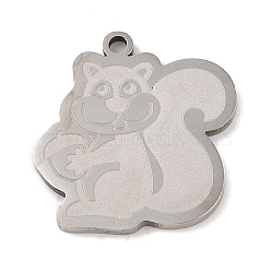 Non-Tarnish 304 Stainless Steel Pendants, Squirrel Charm, Stainless Steel Color, 21.5x20x1.5mm, Hole: 1mm(STAS-C095-11P)