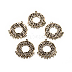 Tibetan Style Links, Chandelier Components, Round, Cadmium Free & Nickel Free & Lead Free, Antique Bronze, 41x35x1mm, Hole: 2mm(TIBEP-EA111YKG-AB-FF)