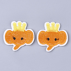 Computerized Embroidery Cloth Iron On Patches, Costume Accessories, Appliques, Elephant, Dark Orange, 41x42x1.5mm(FIND-T030-099B)