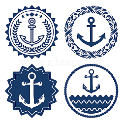 PVC Wall Sticker, for Window or Stairway Home Decoration, Flat Round, Anchor Pattern, 18x18x0.03cm, 4pcs/set(DIY-WH0214-76A-07)
