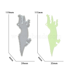 Cartoon Animal Bookmark Silicone Mold, Epoxy Resin Craft Making, White, Crocodile, 40x120x4mm(SIMO-S001-03B)