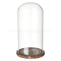 Glass Dome Cover, Decorative Display Case, Cloche Bell Jar Terrarium with Wood Base, Clear, 170x325mm(AJEW-WH0515-25)