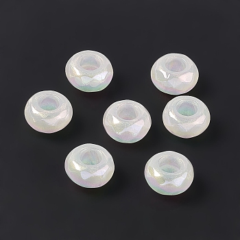 Opaque Acrylic Beads, AB Color, Faceted, Rondelle, White, 13x7.2mm, Hole: 5.8mm