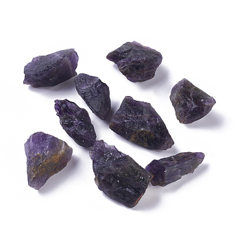 Rough Raw Natural Amethyst Beads, Undrilled/No Hole Beads, Nuggets, 19~42x17~30x10~16mm, about 12pcs/100g, 100g/bag