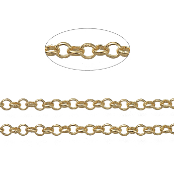 Brass Rolo Chains, Belcher Chains, Soldered, Long-Lasting Plated, with Spool, Cadmium Free & Nickel Free & Lead Free, Golden, 2.4x0.8mm, about 92m/roll
