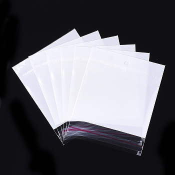Pearl Film Cellophane Bags, OPP Material, Self-Adhesive Sealing, with Hang Hole, Rectangle, White, 13.5~14x9cm, Unilateral Thickness: 0.045mm, Inner Measure: 8.5~9x9cm