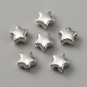 Plating ABS Plastic Beads, Star, Platinum Plated, 5.5x6x3mm, Hole: 1mm, about 1000pcs/bag
