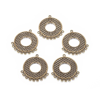 Tibetan Style Links, Chandelier Components, Round, Cadmium Free & Nickel Free & Lead Free, Antique Bronze, 41x35x1mm, Hole: 2mm